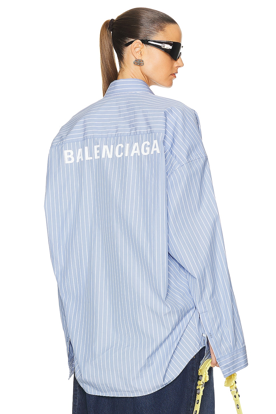 Image 1 of Balenciaga Cocoon Shirt in Sky Blue & White