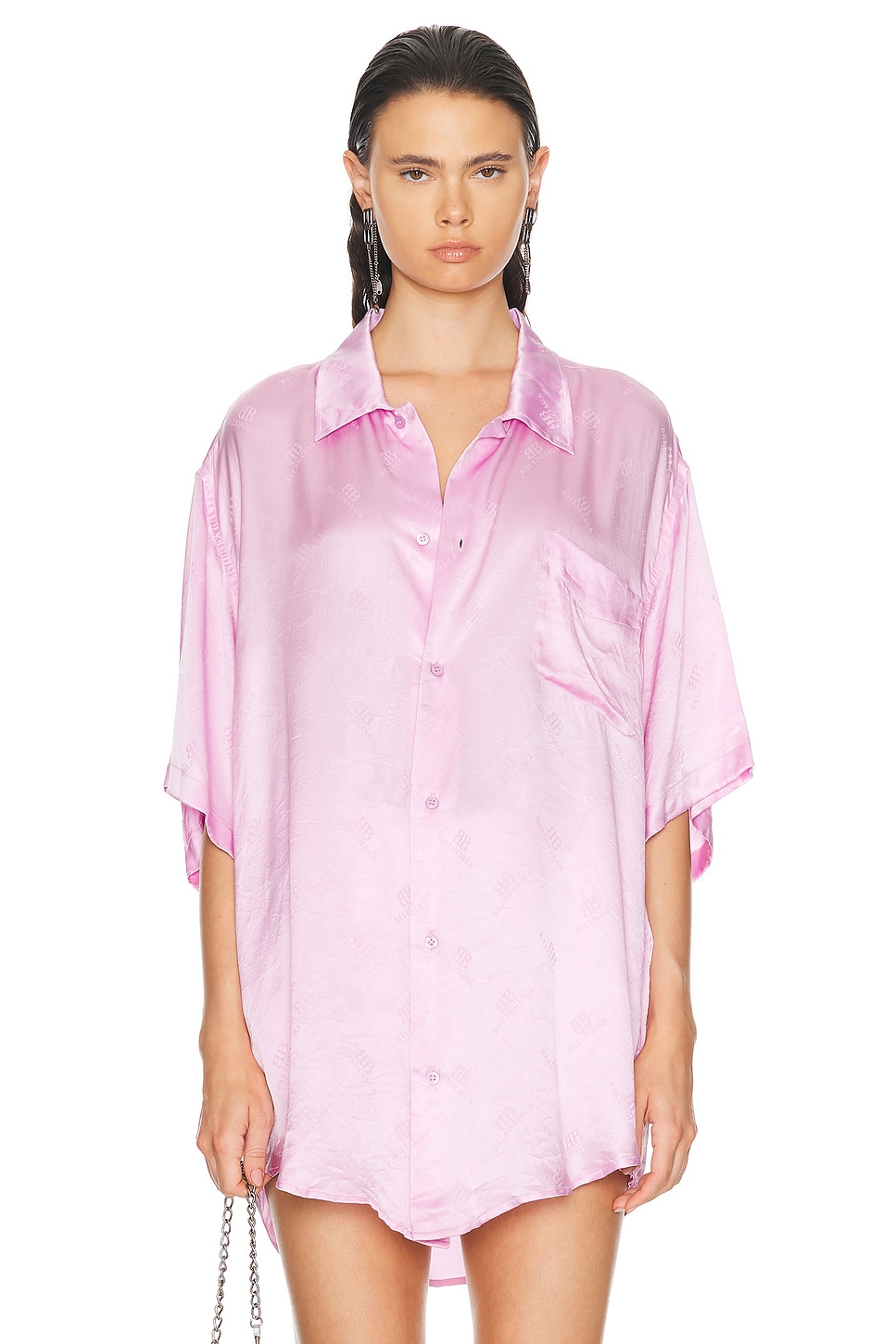 Image 1 of Balenciaga Short Sleeve Minimal Shirt in Pink