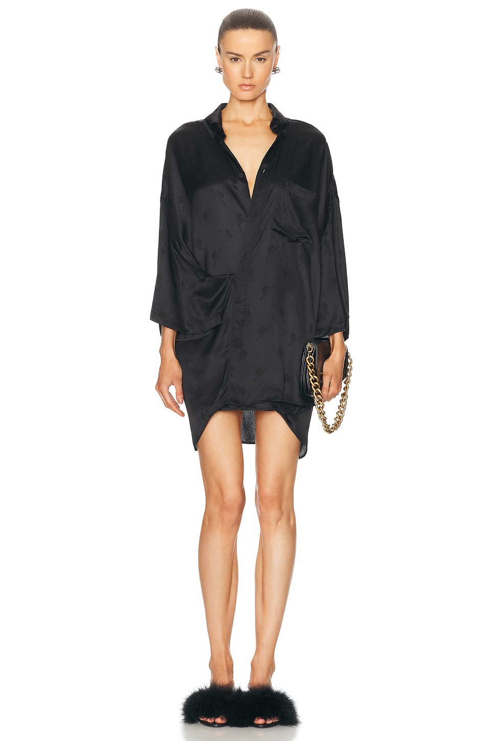 Image 1 of Balenciaga Short Sleeve Wrap Blouse in Black
