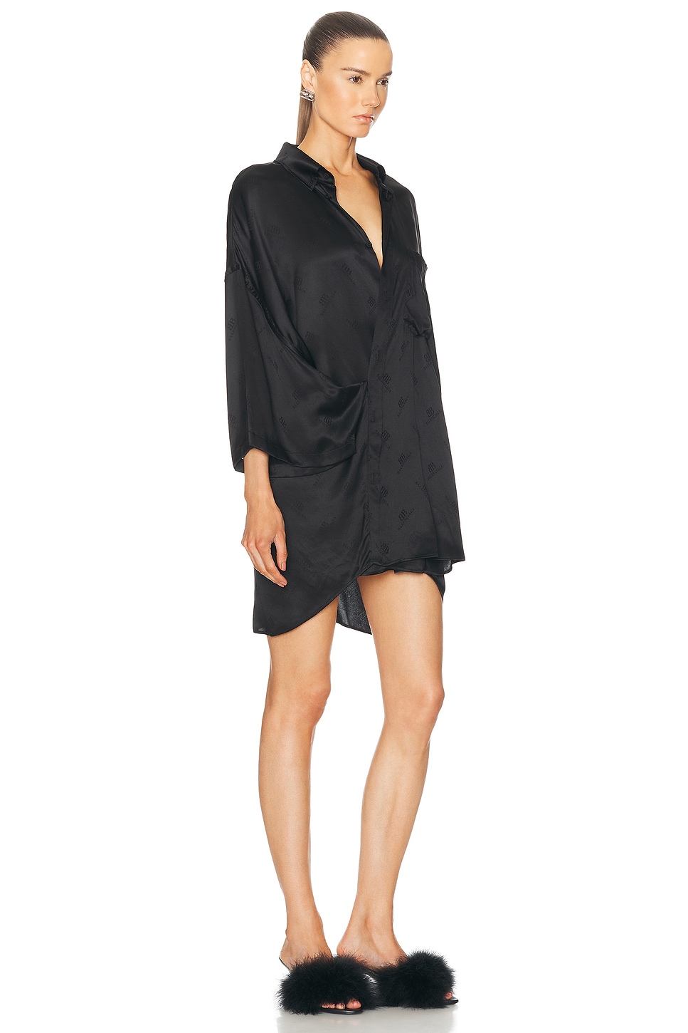 Shop Balenciaga Short Sleeve Wrap Blouse In Black