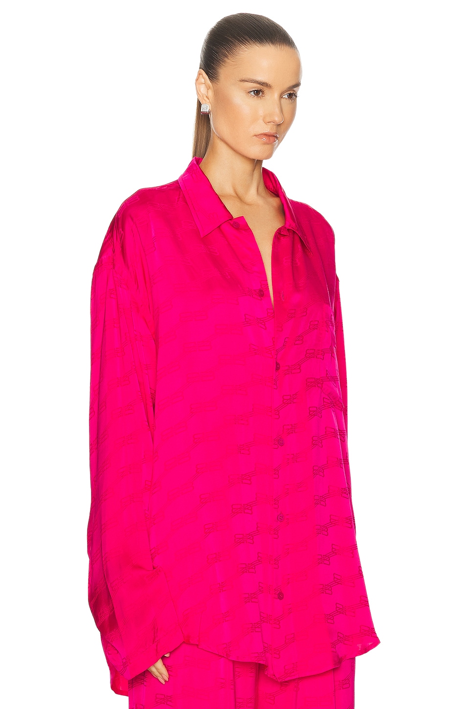 Shop Balenciaga L/s Minimal Shirt In Fuchsia