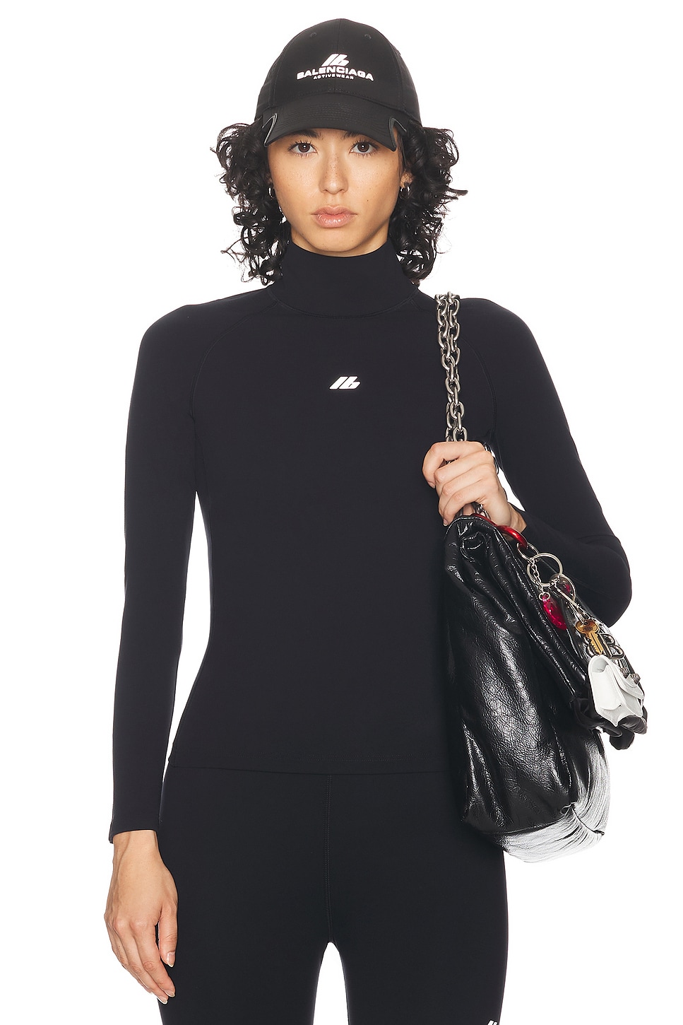 Image 1 of Balenciaga Fitted L/S Turtleneck Top in Black & Reflective