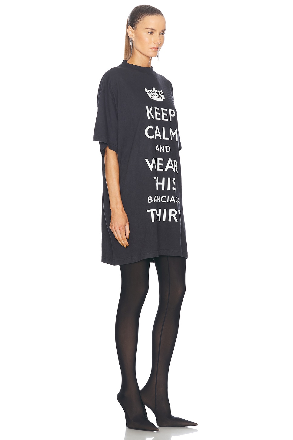 Shop Balenciaga Keep Calm Oversized T-shirt In Washed Black & White