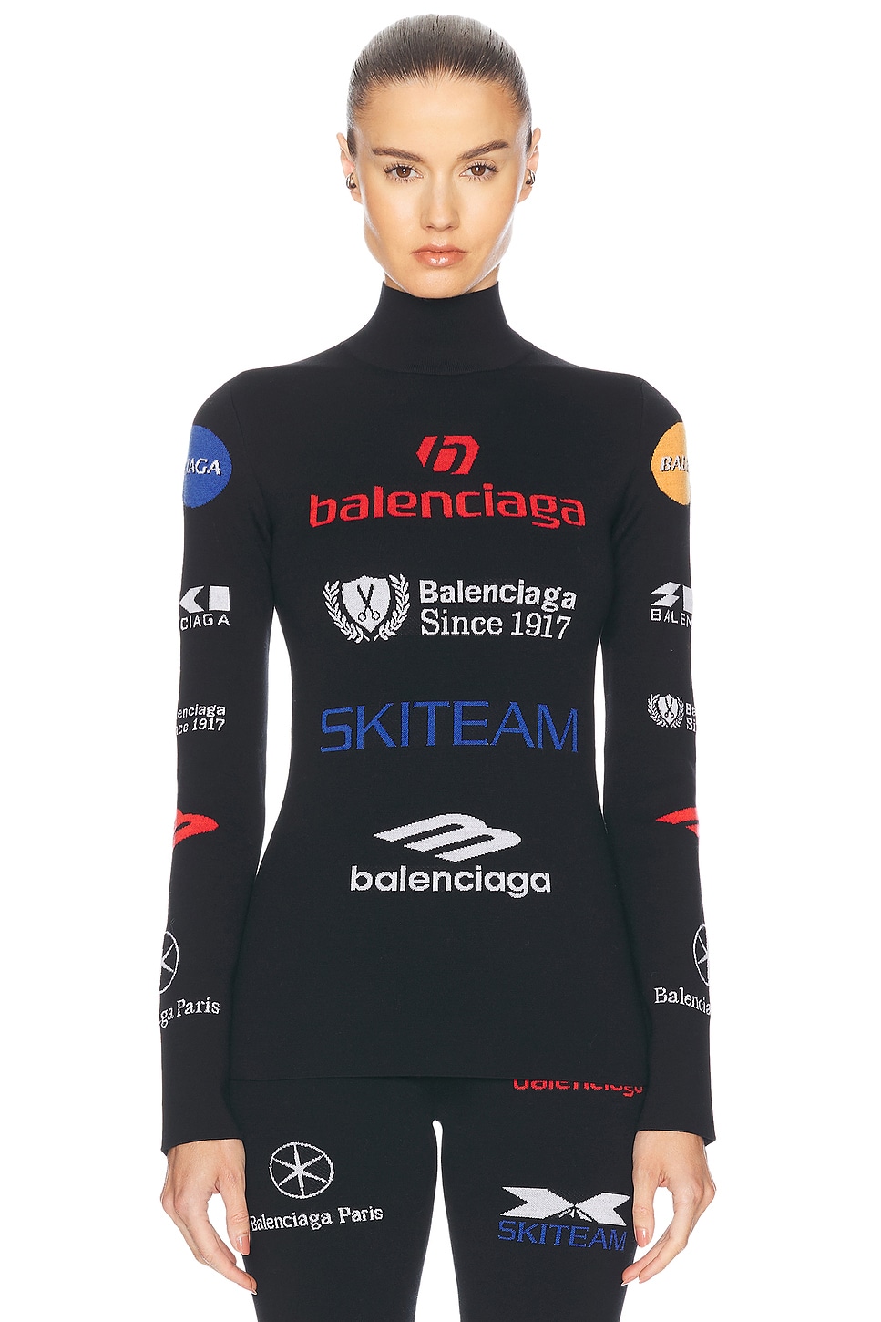 Image 1 of Balenciaga Ski Turtleneck Top in Black & Multicolor