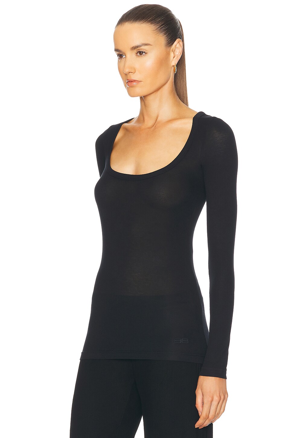 BALENCIAGA LONG SLEEVE DECOLLETE TOP