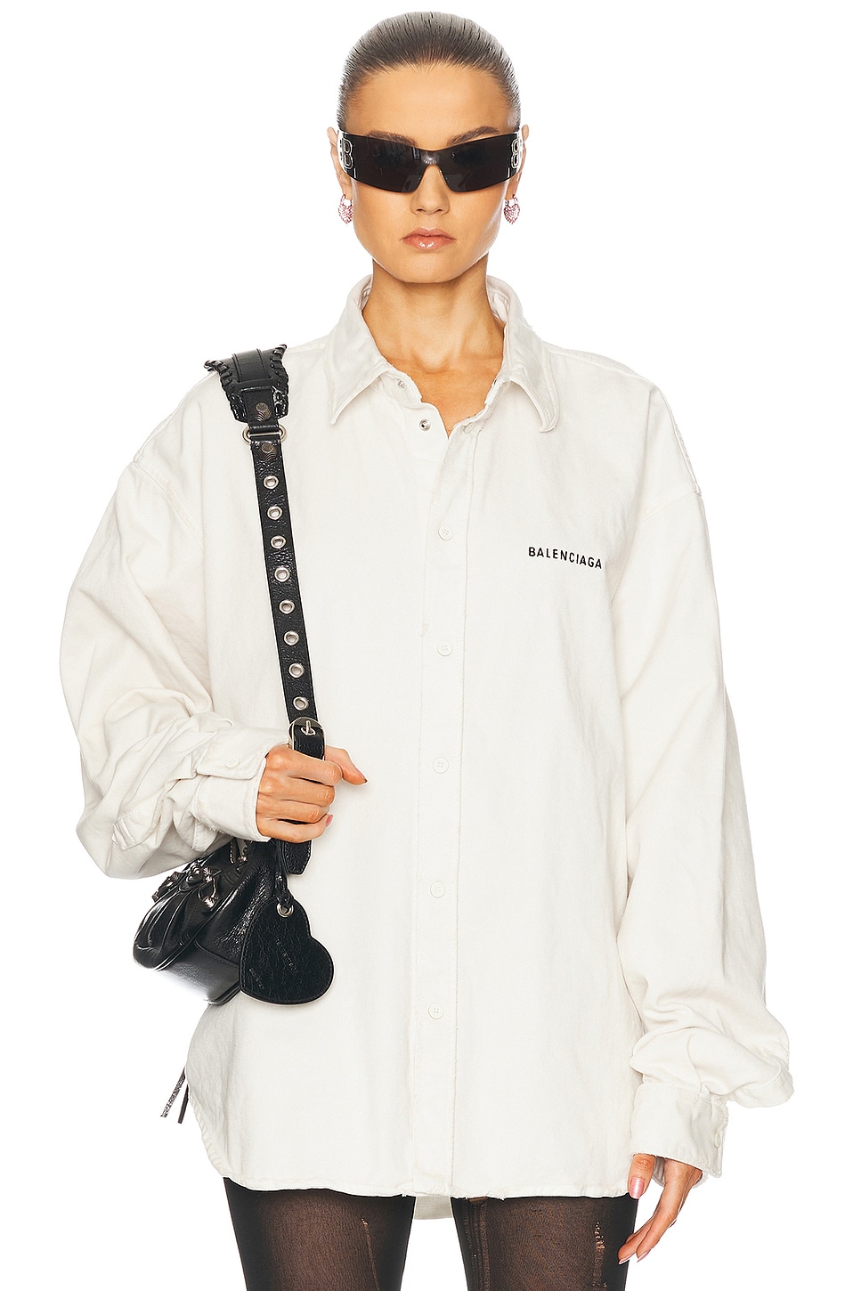 Image 1 of Balenciaga Large Fit Long Sleeve Shirt in White