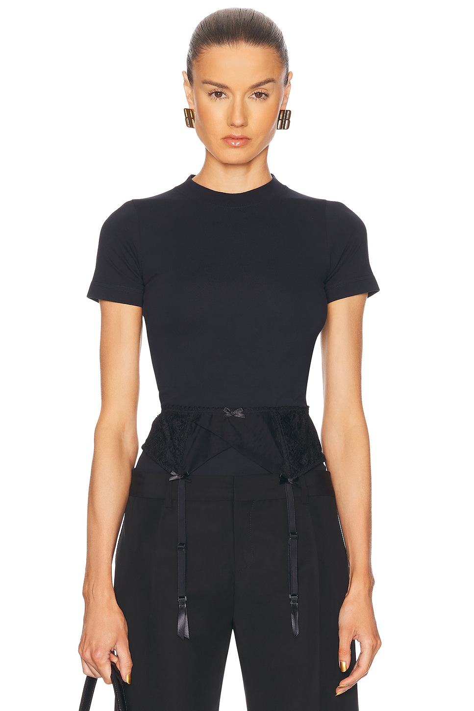 Image 1 of Balenciaga Lingerie T-shirt in Faded Black