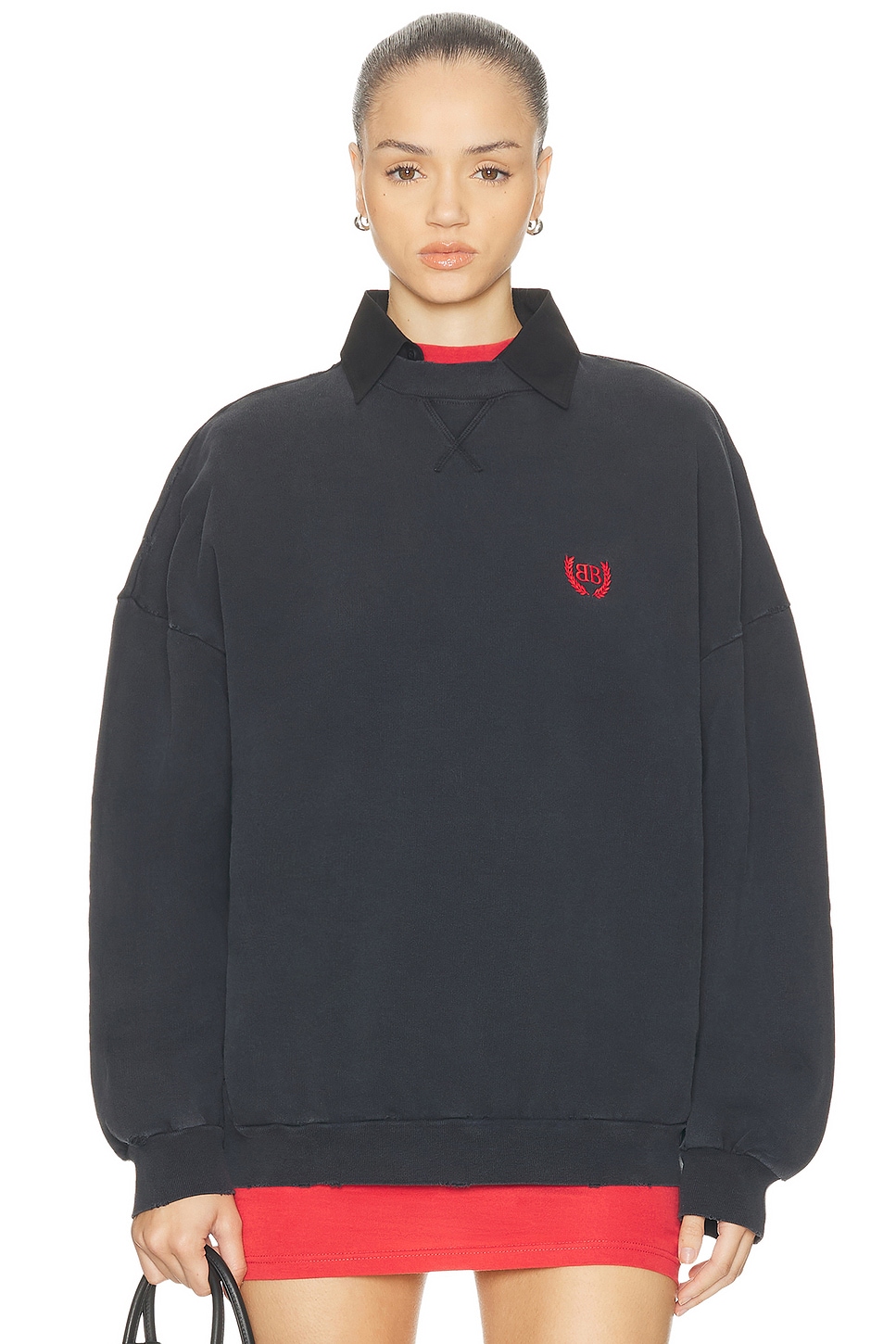 Image 1 of Balenciaga Shirt Crewneck Top in Faded Washed Black