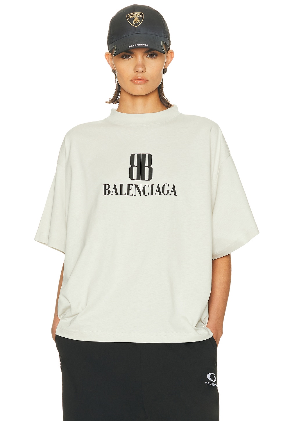 Image 1 of Balenciaga Short Sleeve Cropped T-shirt in Dirty White