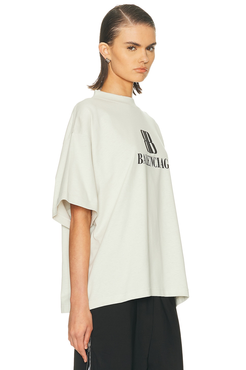 Balenciaga Cotton Tshirt With Logo Print In White
