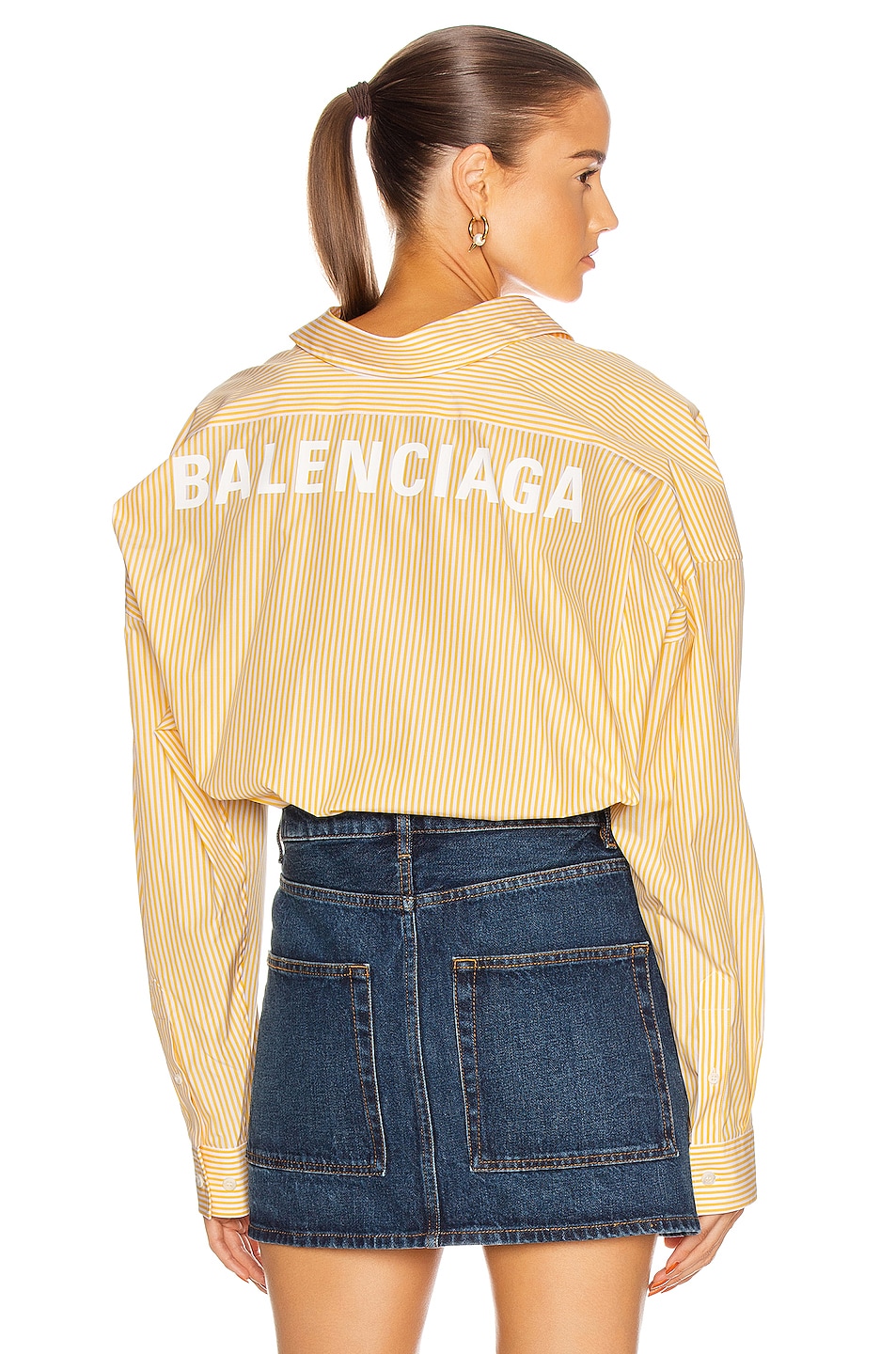 Image 1 of Balenciaga Long Sleeve Swing Shirt in Yellow & White
