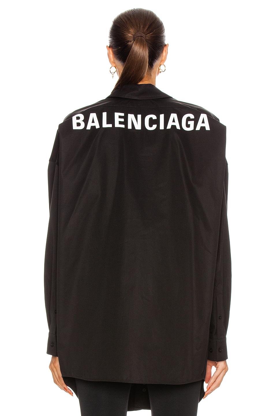 Balenciaga Long Sleeve Swing Shirt in Black | FWRD