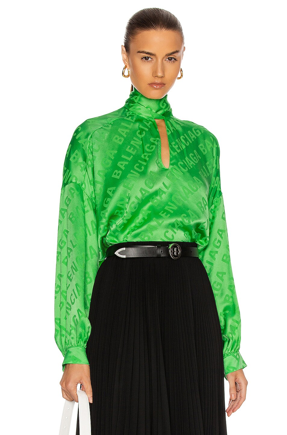 Image 1 of Balenciaga Long Sleeve Printed Blouse in Apple Green