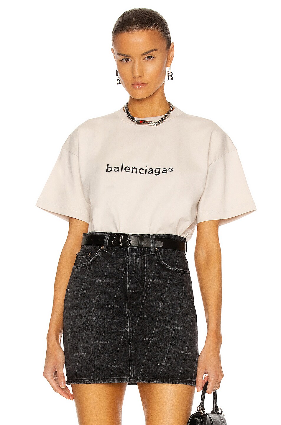 Image 1 of Balenciaga Medium Fit T Shirt in Cement Grey & Black