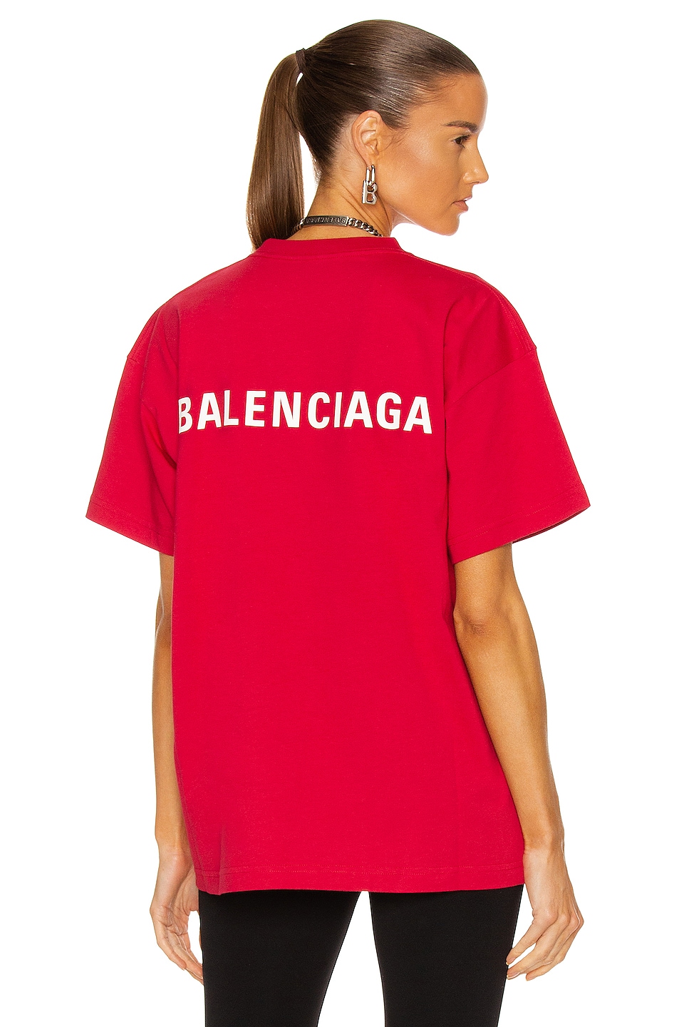 Image 1 of Balenciaga Medium Fit T Shirt in Raspberry & White
