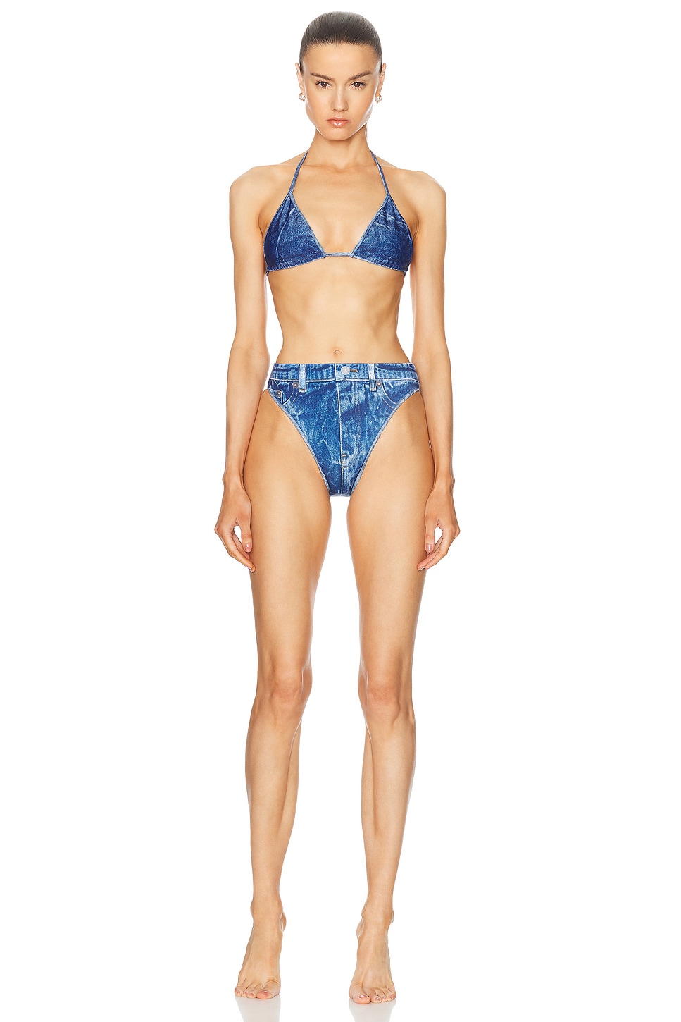 Image 1 of Balenciaga Tompe L'oeil Bikini Set in Washed Blue