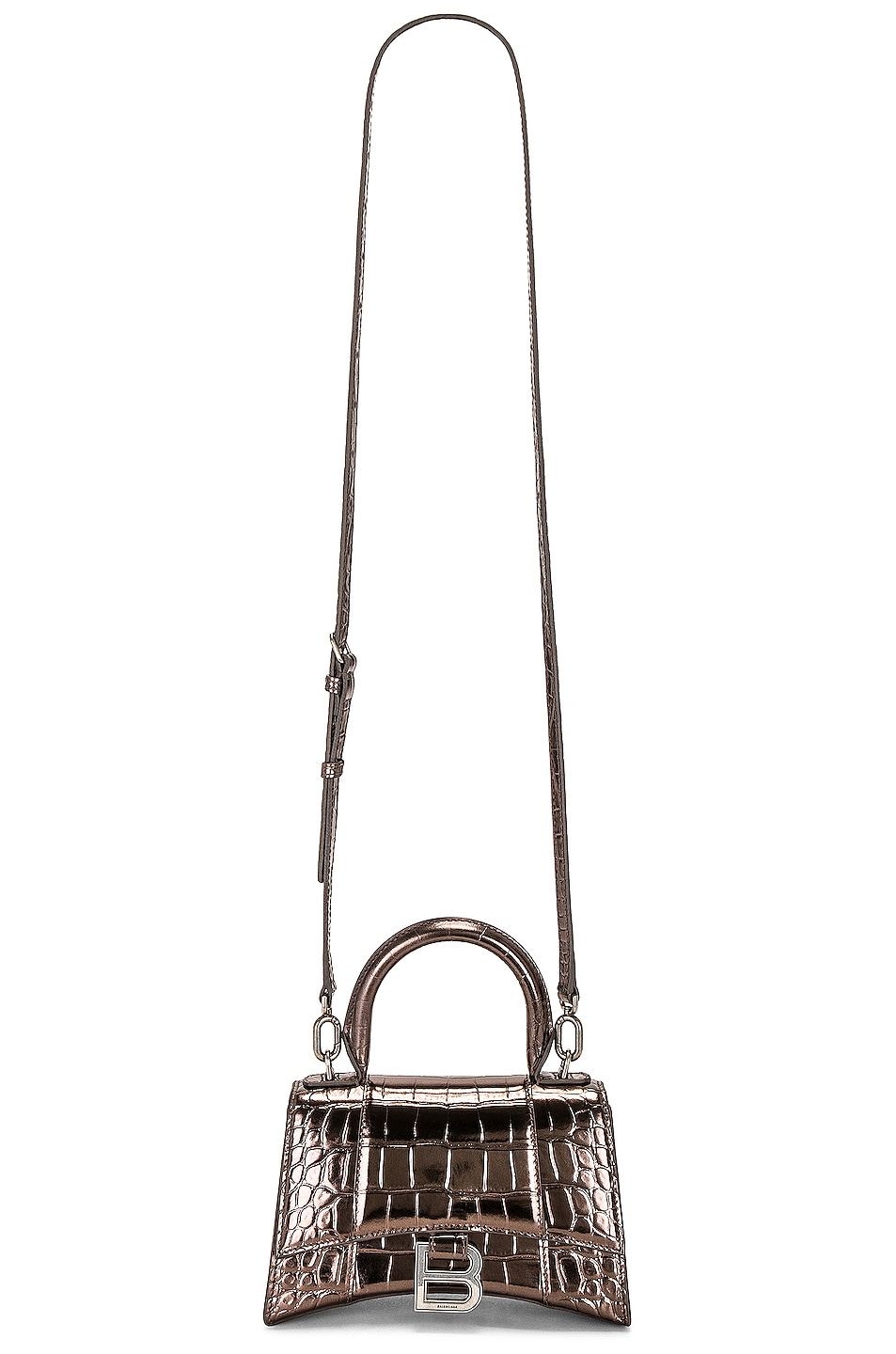 Balenciaga Xs Hourglass Top Handle Bag in Metallic Bronze