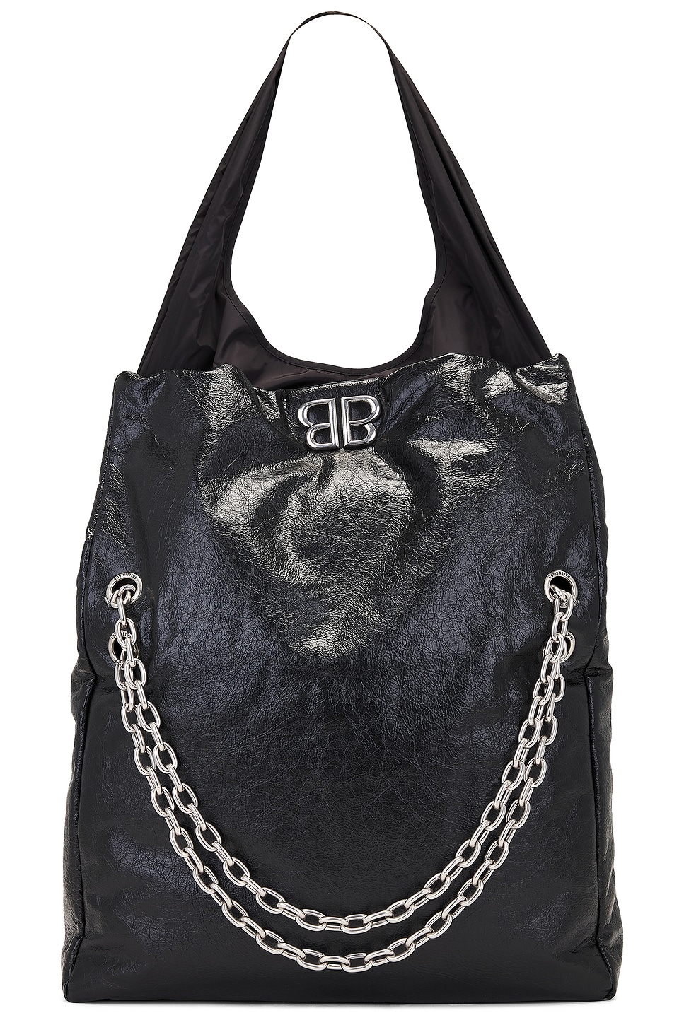 Shop Balenciaga Monaco Large Chain Bag In Black & Black