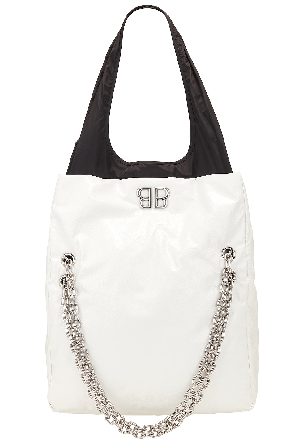 Balenciaga Monaco Medium Chain Bag In Optic White & Black