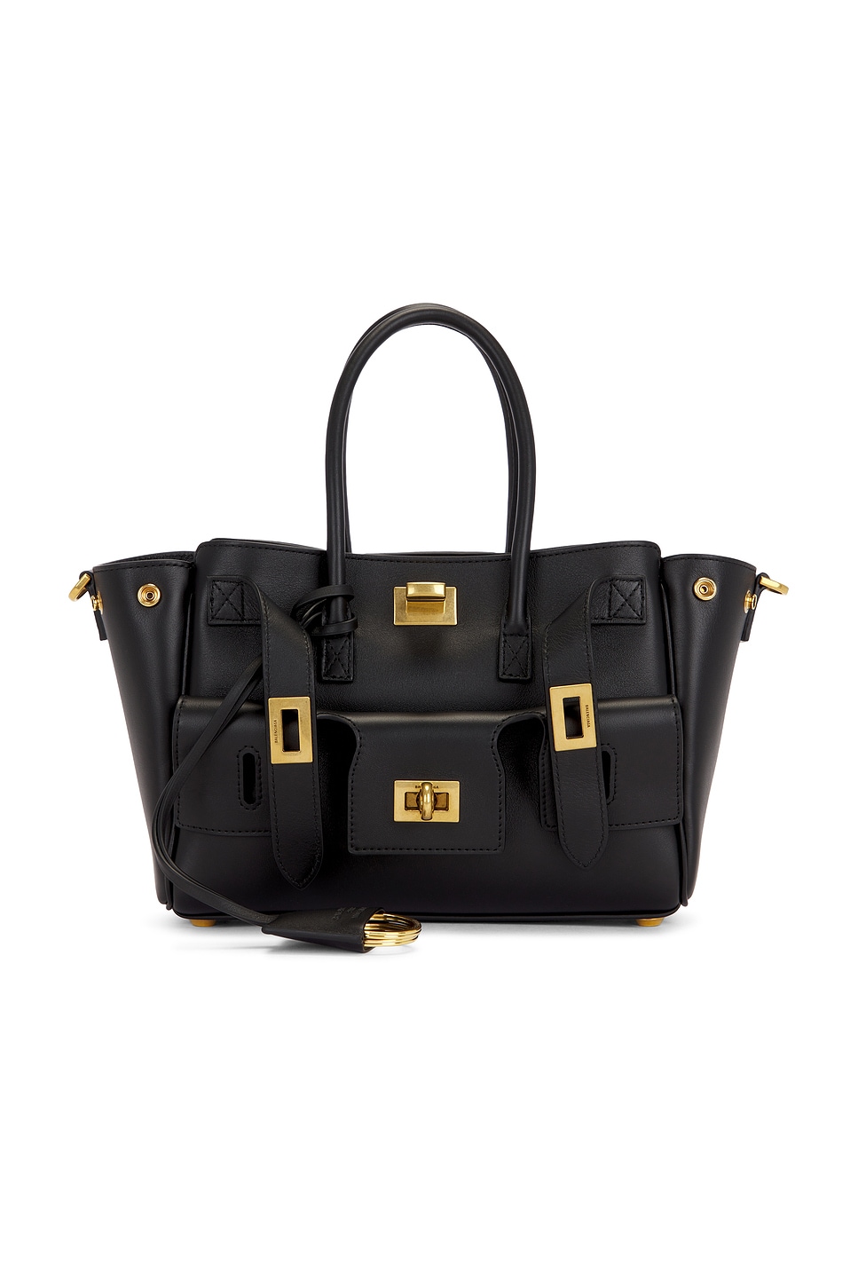 Balenciaga Mini Bel Air Leather Top Handle Bag In Black
