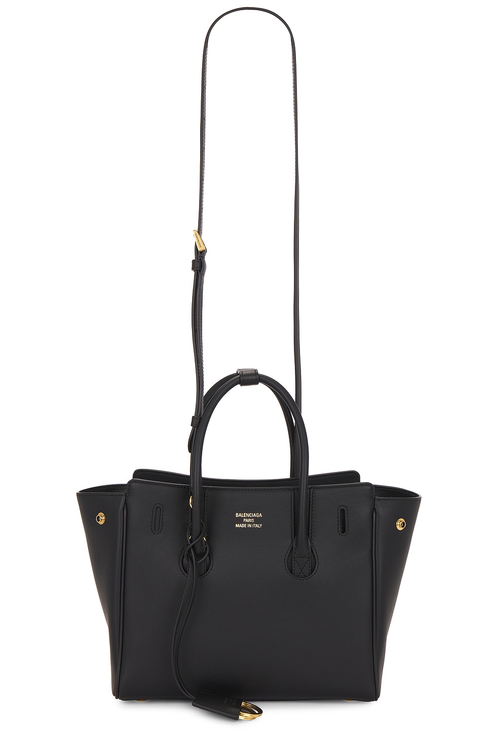 Balenciaga Women Black Leather Mini Carry All Hampton Shopping Bag In Black