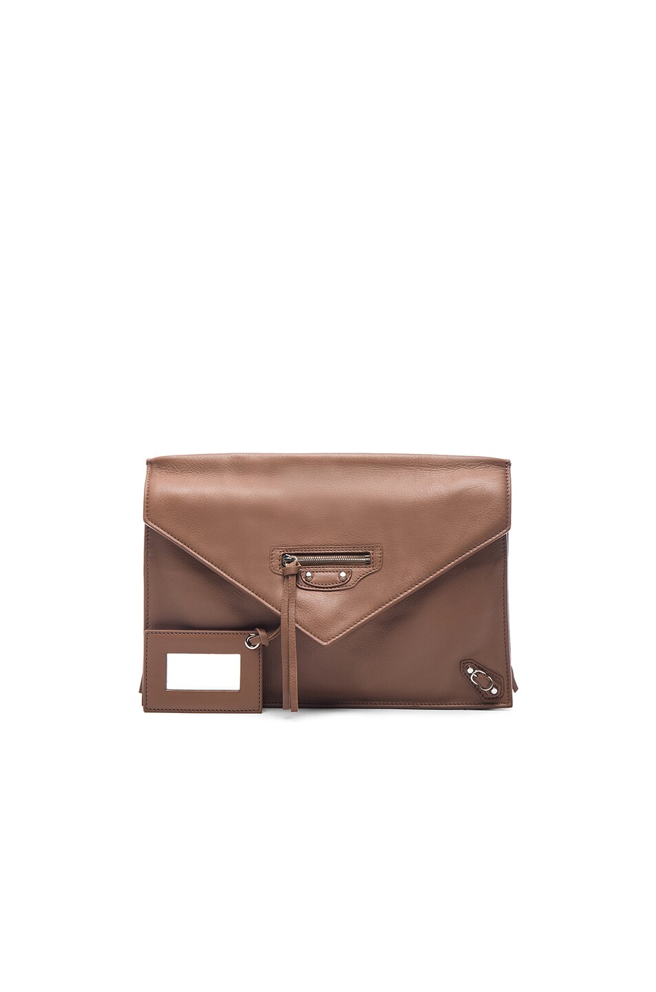 Image 1 of Balenciaga Paper Zip Around Sight Clutch in Marron Tabac