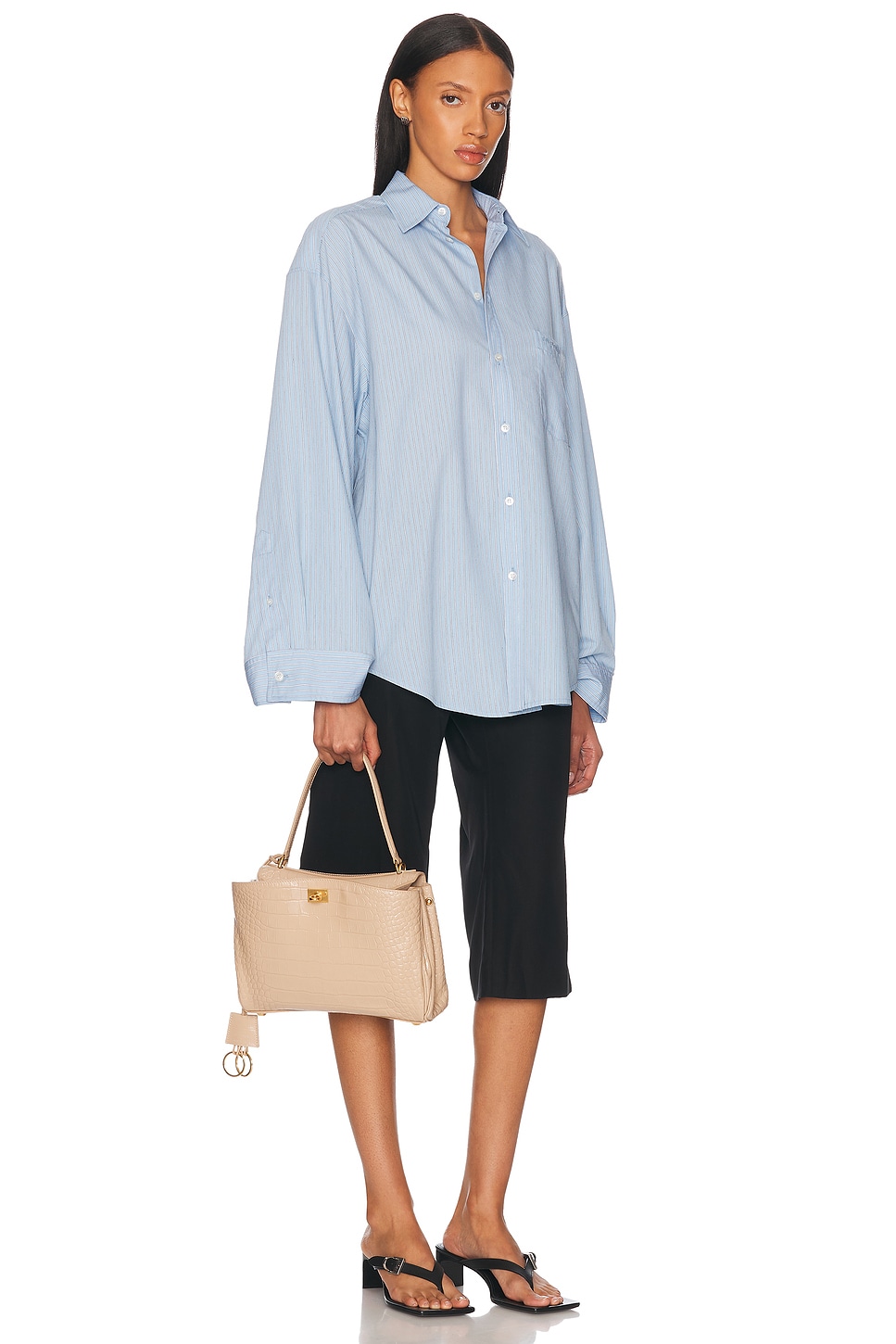 Balenciaga Small Rodeo Croc Embossed Leather Top Handle Bag