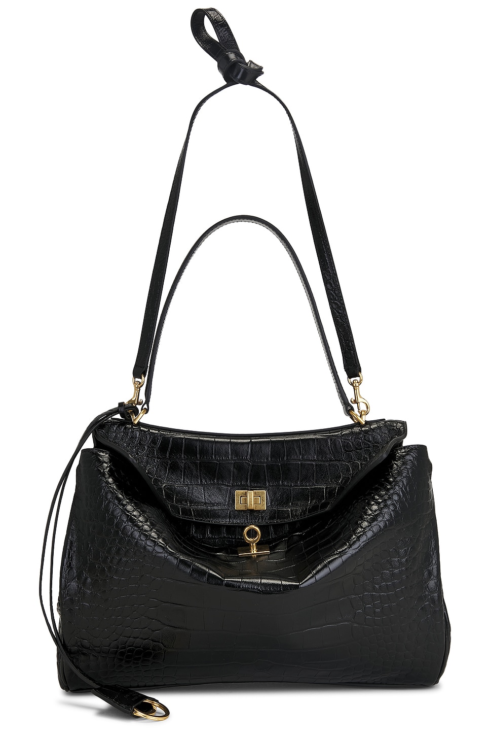 Balenciaga Rodeo Embossed Croc Medium Top Handle Bag