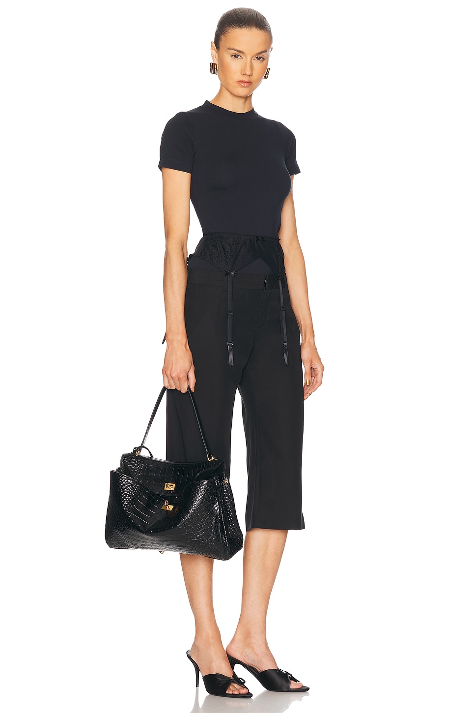 Balenciaga Rodeo Embossed Croc Medium Top Handle Bag