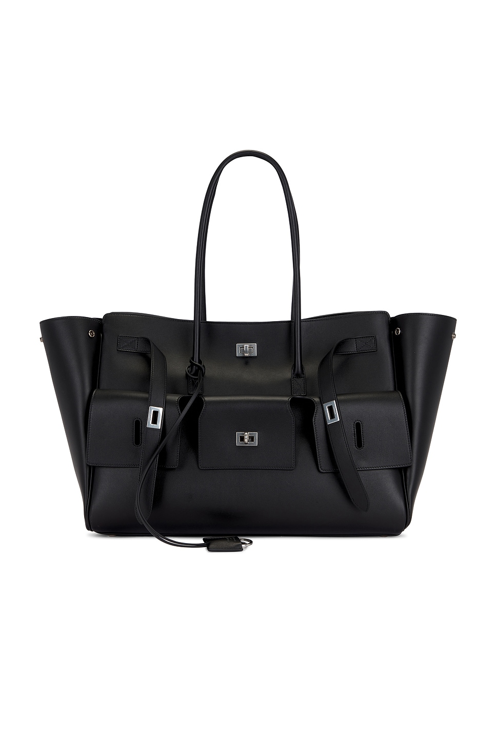Balenciaga Carry All Bel Air Large Bag In Black Leather Women