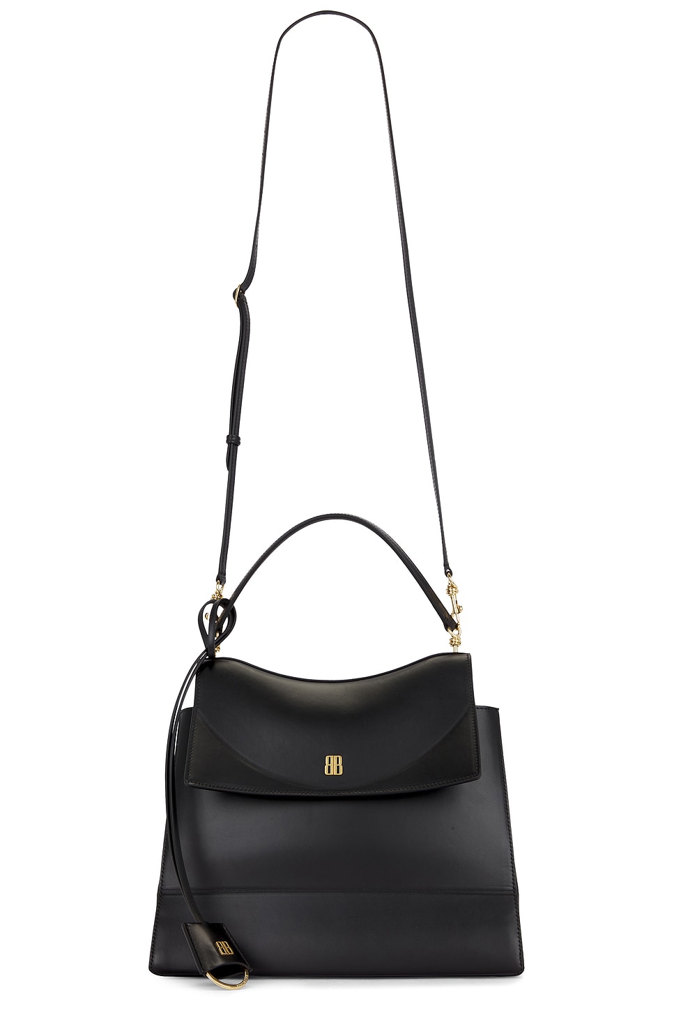 Nano Medium Top Handle Bag in Black