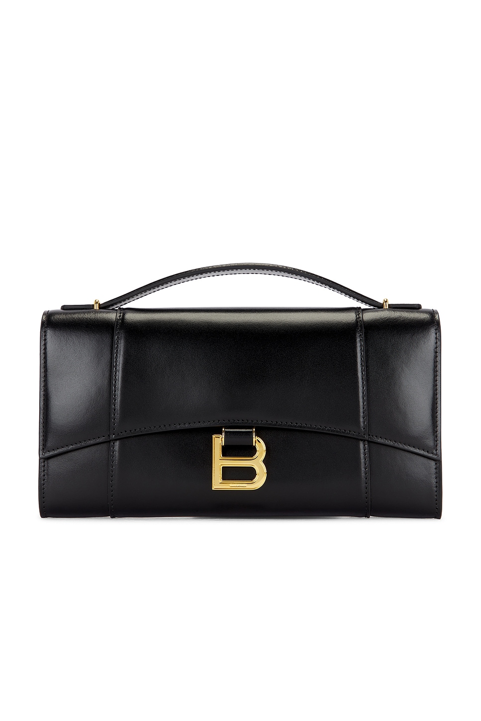 Hourglass Pouch Handle Bag in Black