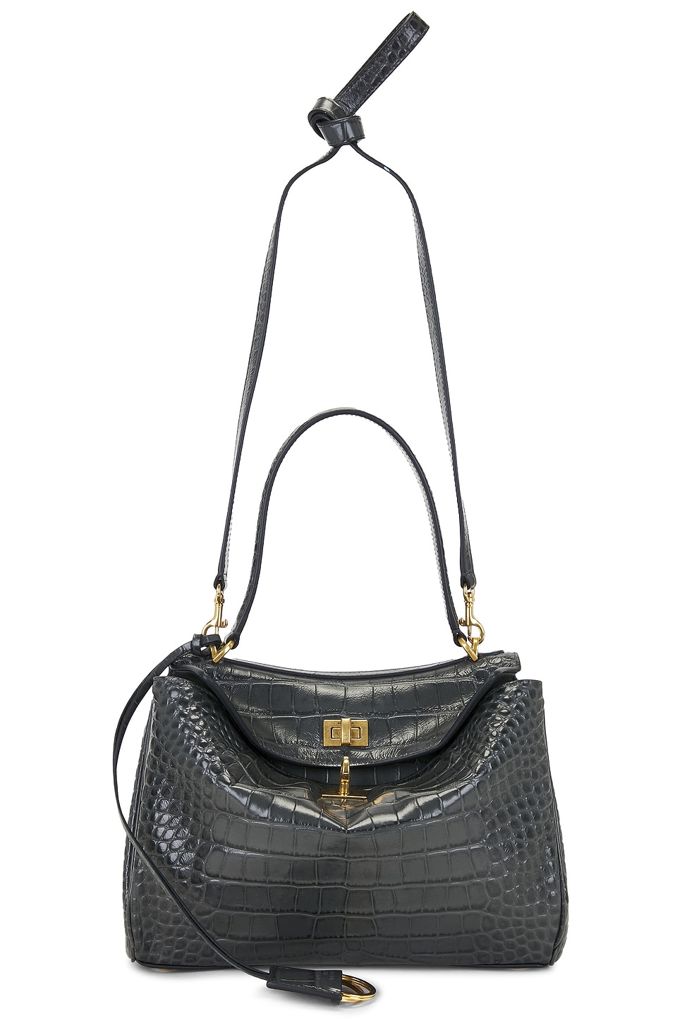 Balenciaga Rodeo Small Croc Embossed Top Handle Bag