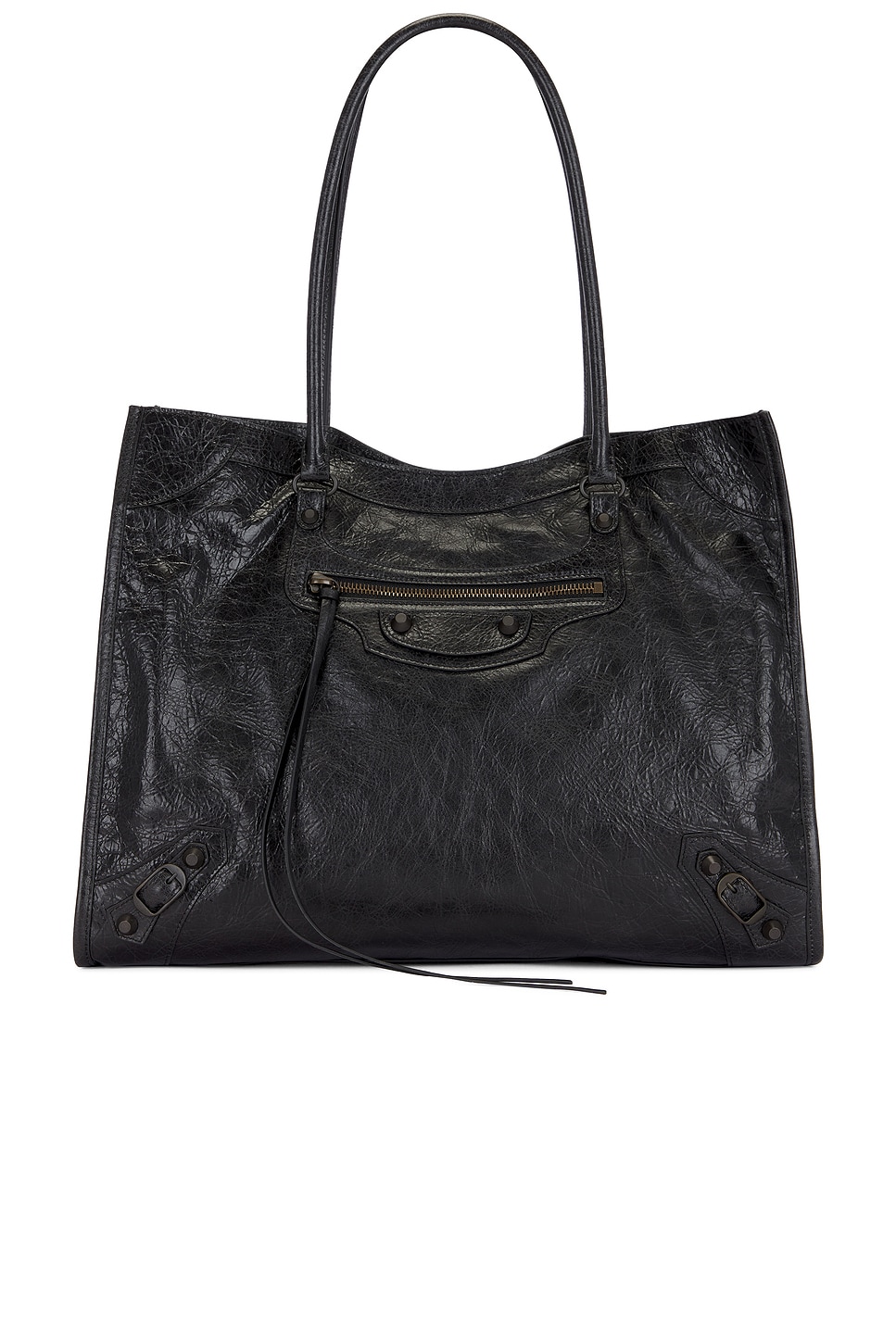 Balenciaga Black Leather Medium Le City Shopping Bag In Black