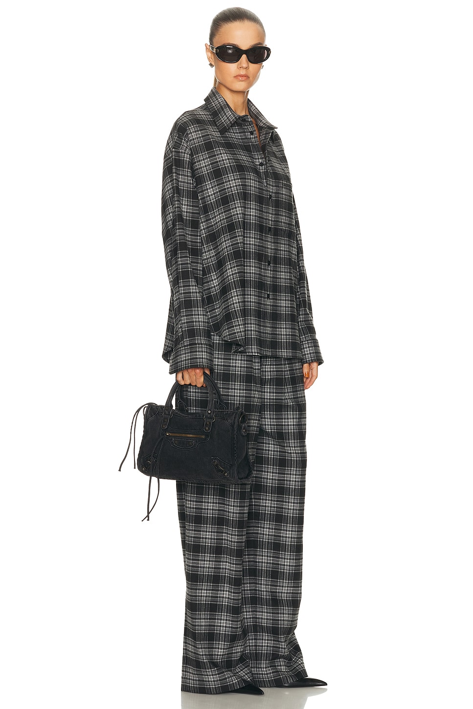 Balenciaga Le City Small Washed Denim Bag In Black