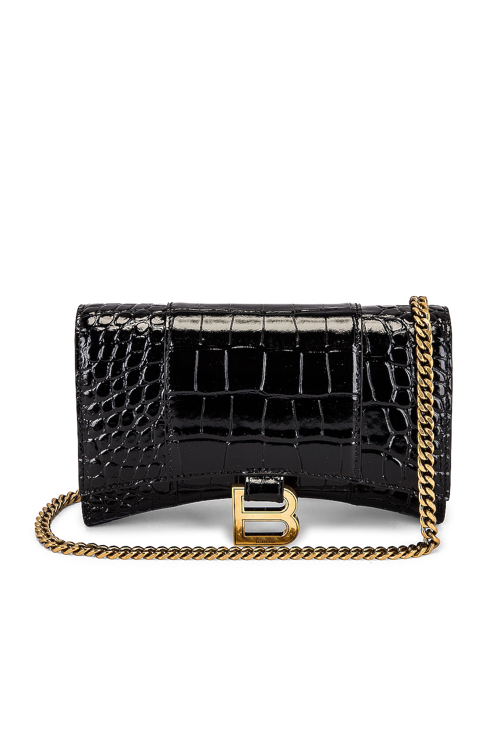 Hourglass Wallet On Chain Bag in Black