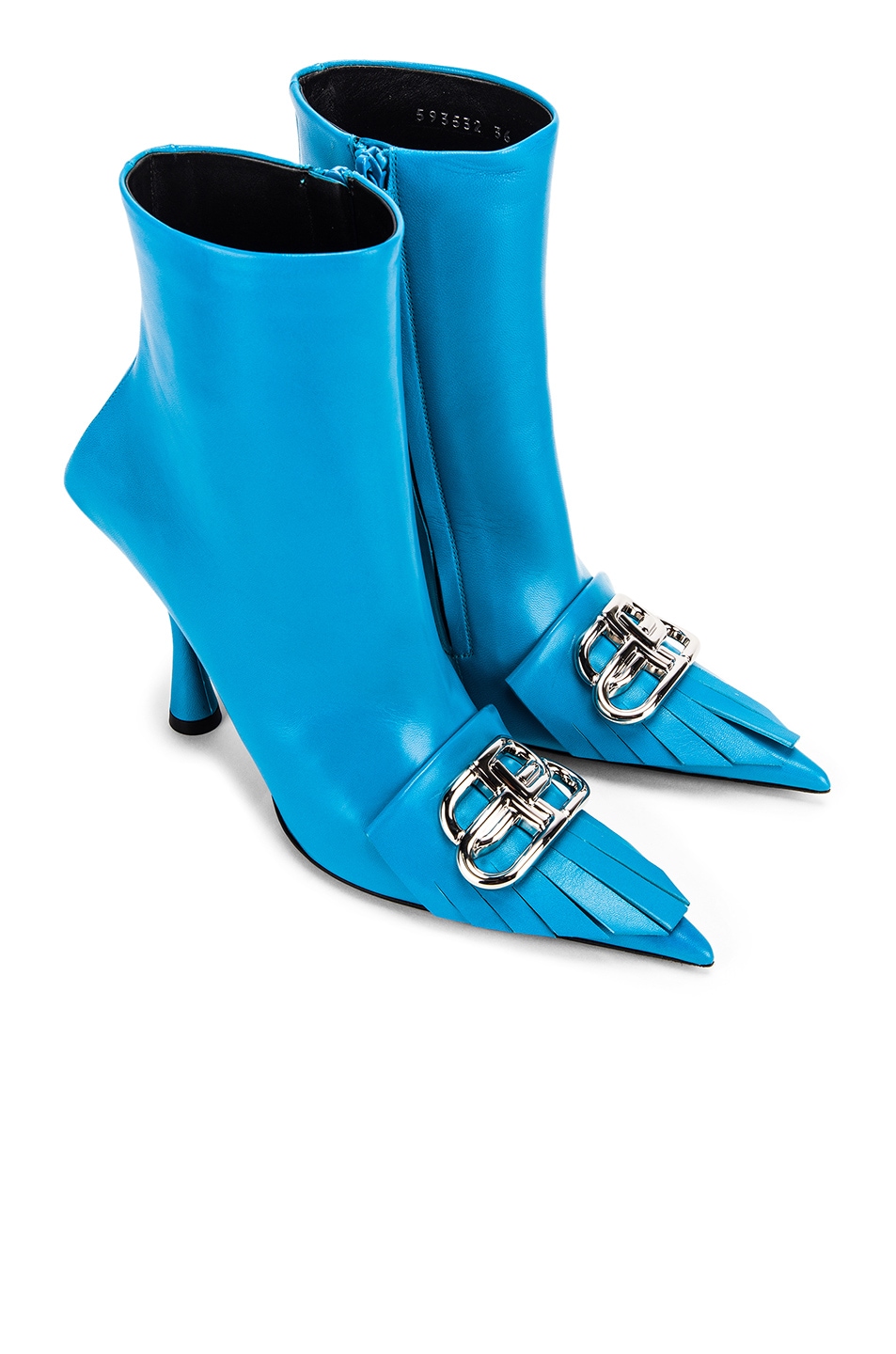 Image 1 of Balenciaga Fringe Knife Booties in Turquoise & Silver