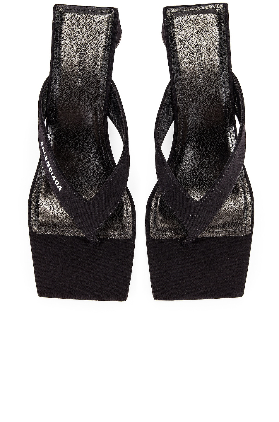 Image 1 of Balenciaga Logo Double Square Sandals in Black & White