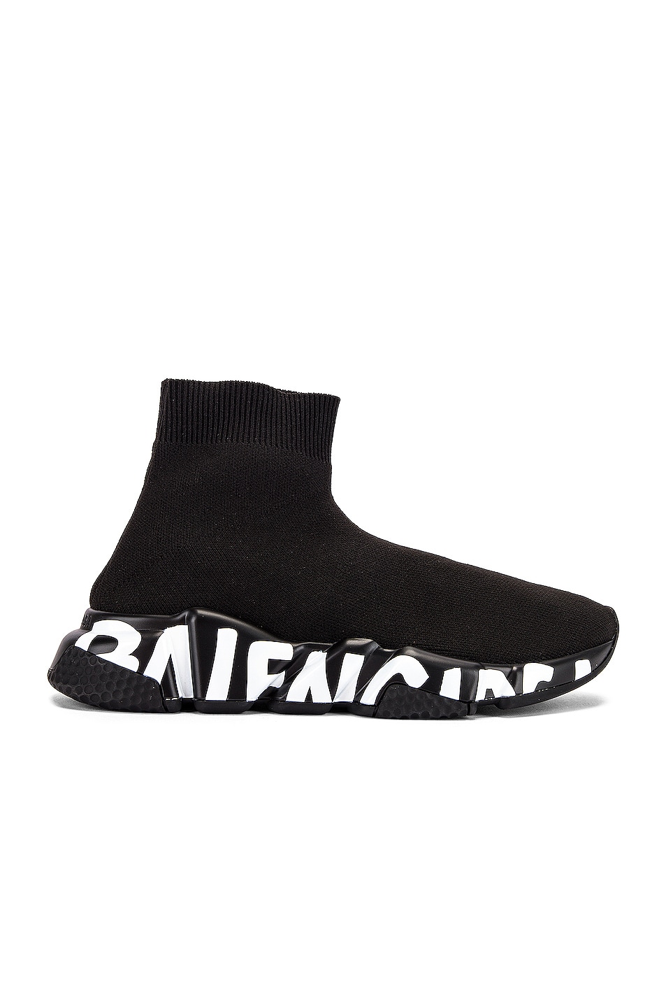 Balenciaga Speed Lt Graffiti Sneakers in Black & Black & White | FWRD