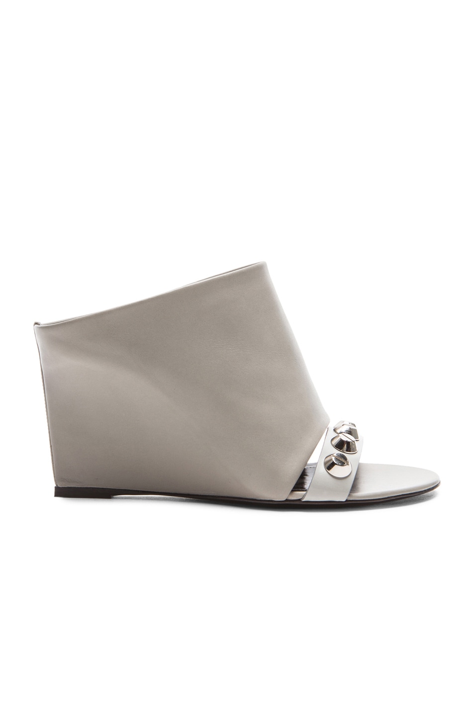 Image 1 of Balenciaga Studded Leather Mules in Pearl Grey