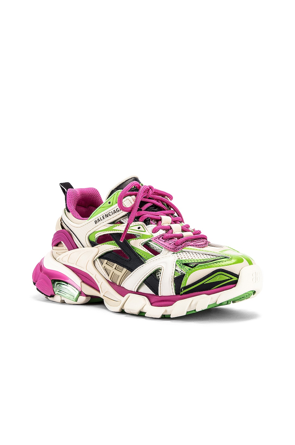 Balenciaga Track 2 Open Sneakers in White & Green & Pink | FWRD