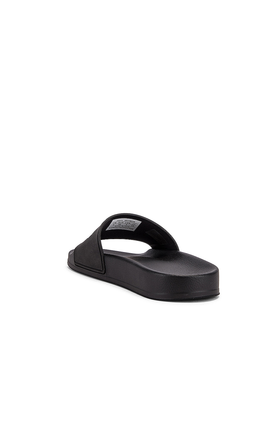 Balenciaga Rubber Logo Pool Slides in Black & White | FWRD