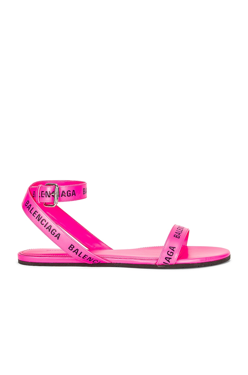 Image 1 of Balenciaga Round Flat Sandals in Neon Pink & Black