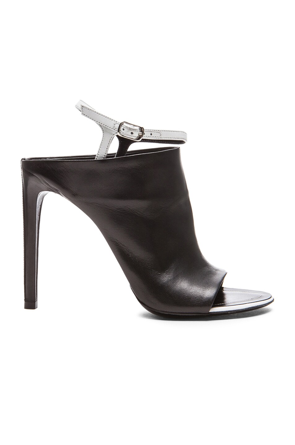 Image 1 of Balenciaga Open Toe Lambskin Leather Sandals with Contrast Ankle Strap in Black & White