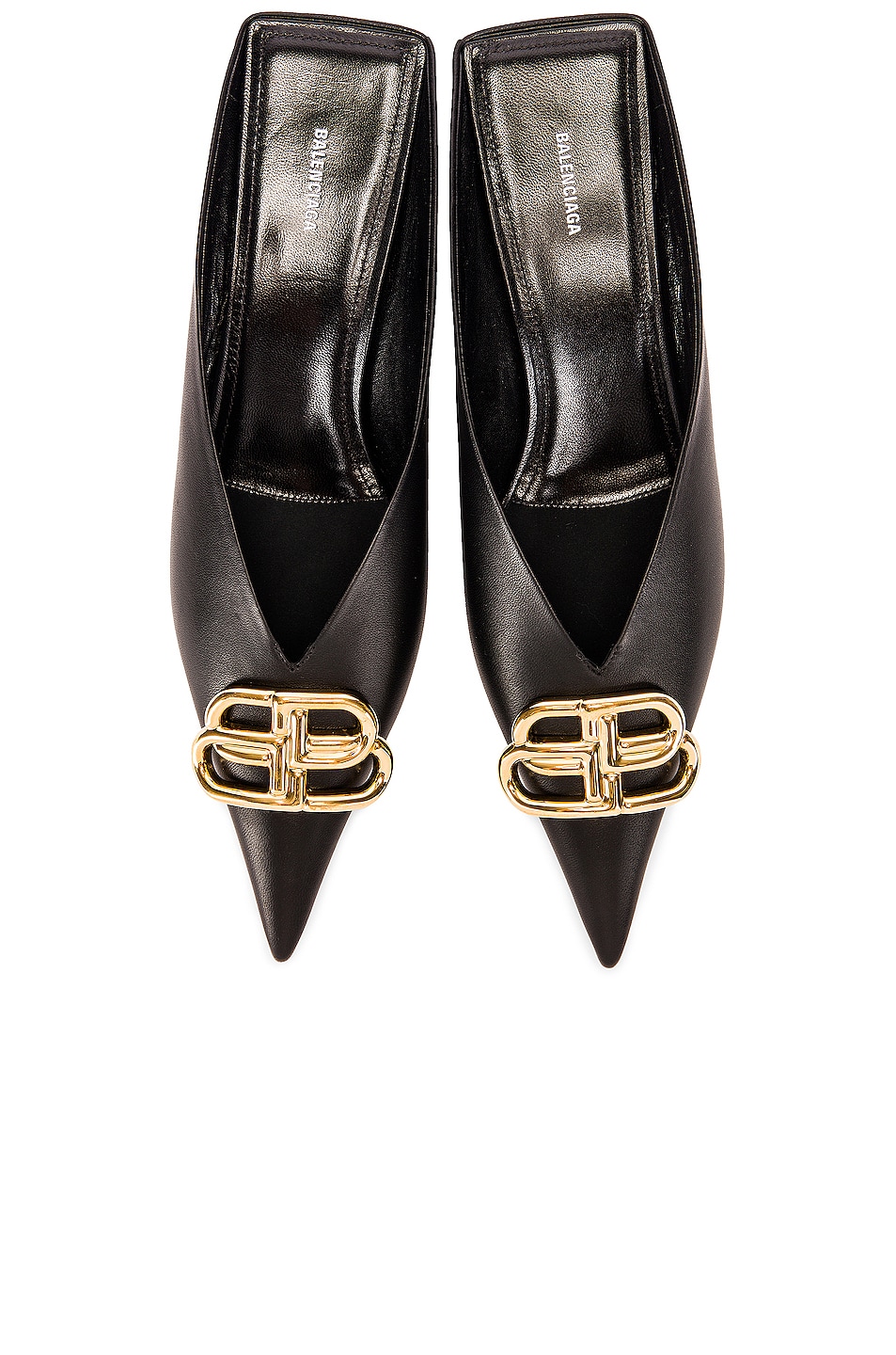 Image 1 of Balenciaga Square Knife Mules in Black & Gold
