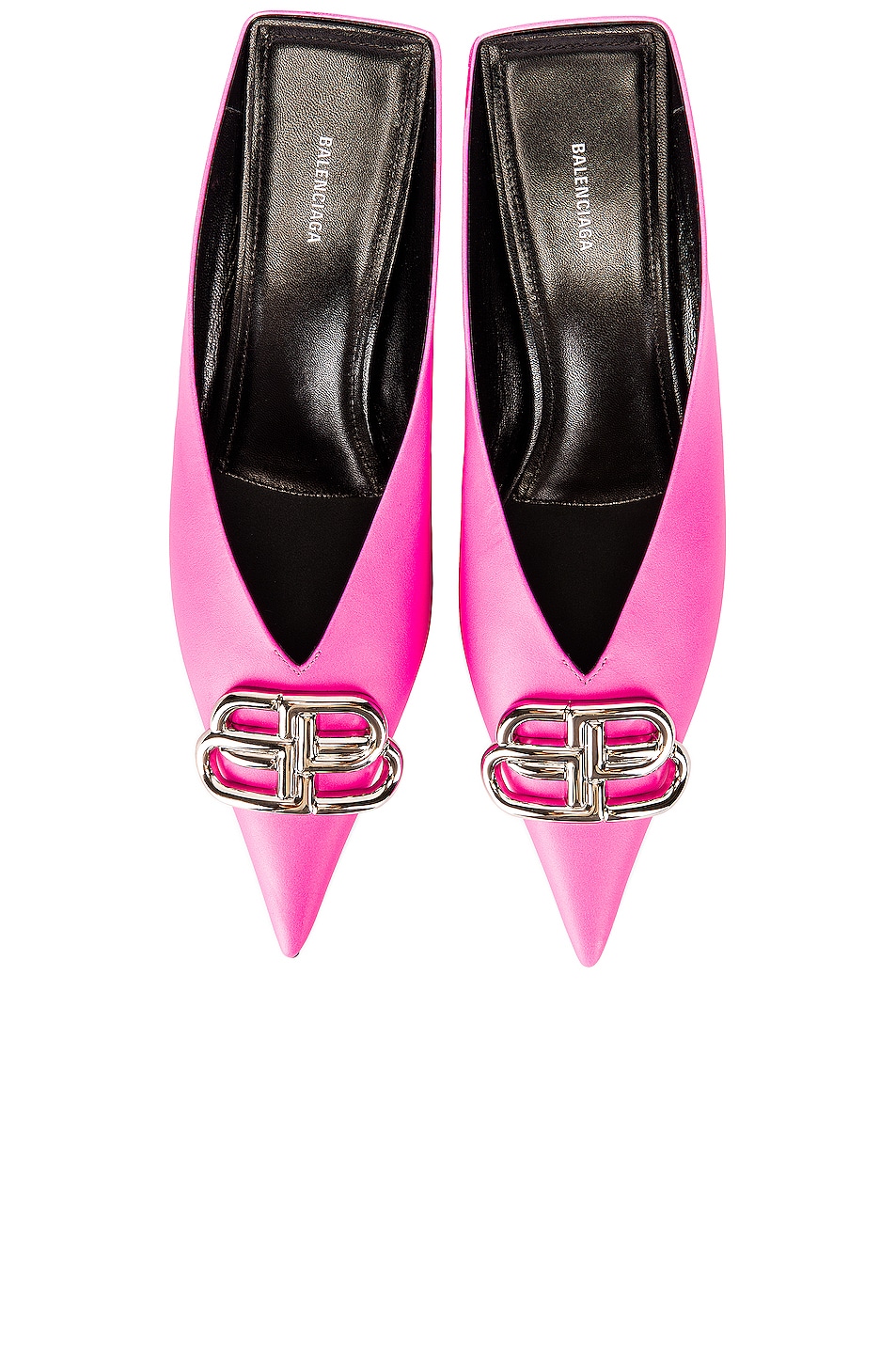 Image 1 of Balenciaga Square Knife Mules in Neon Pink & Silver