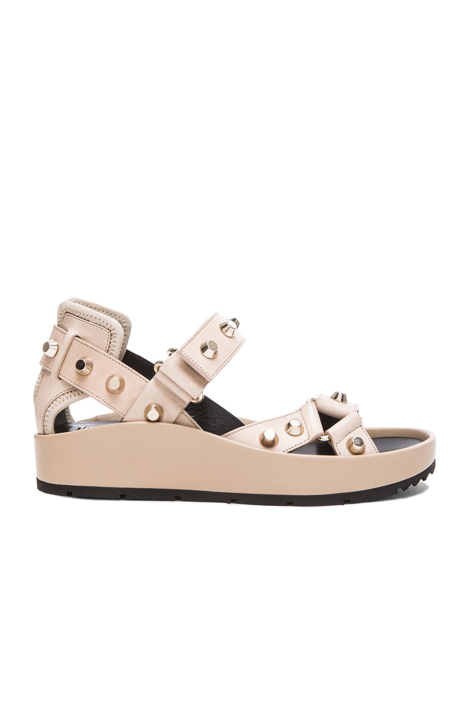 Balenciaga Studded Leather Ankle Strap Sandals in Beige | FWRD