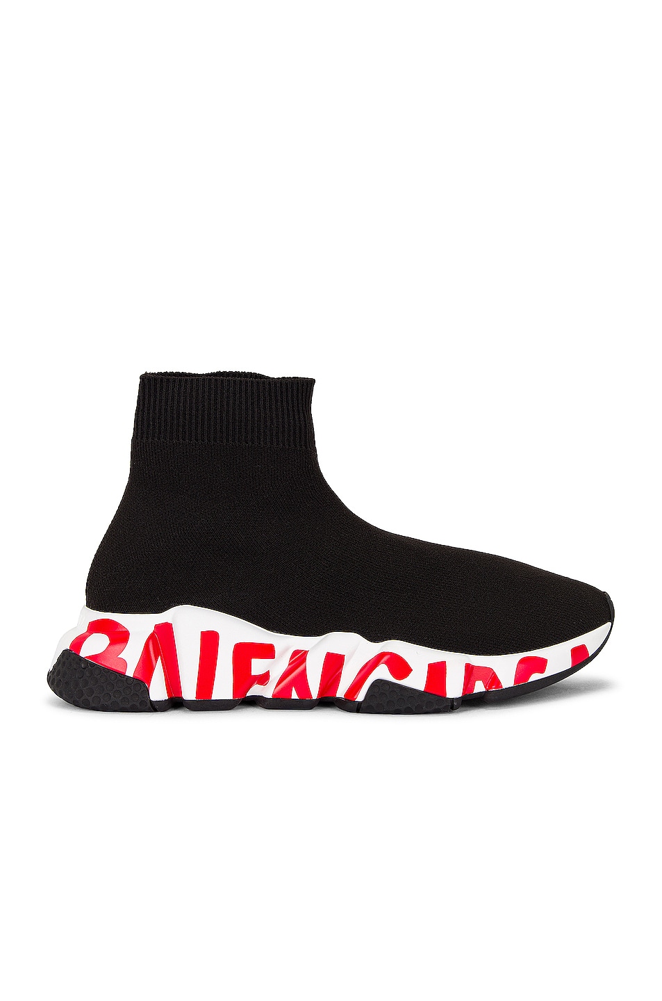 Image 1 of Balenciaga Speed Lt Graffiti Sneakers in Black & Red