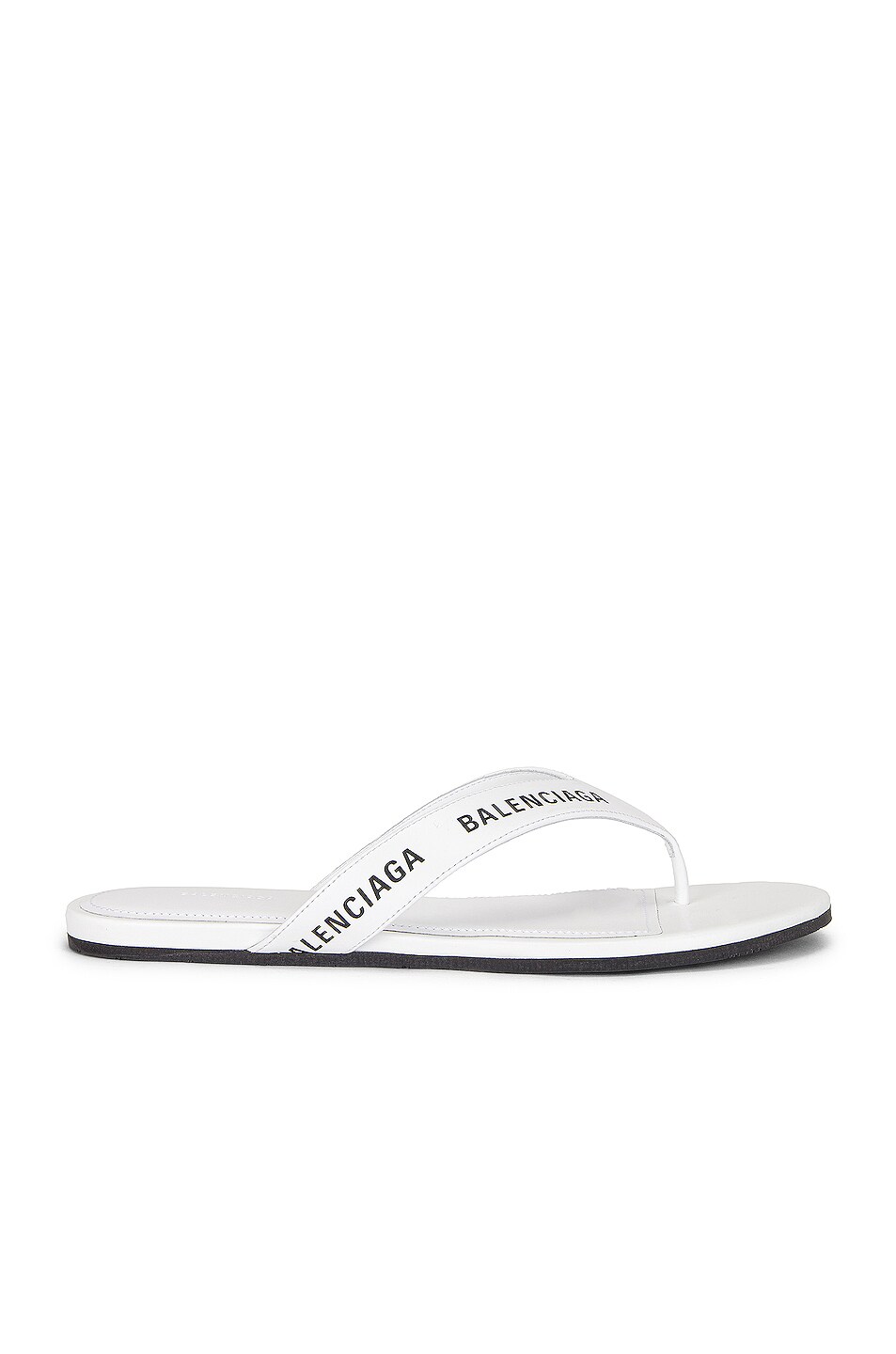 Balenciaga Round Flip Flop Sandals in White & Black | FWRD