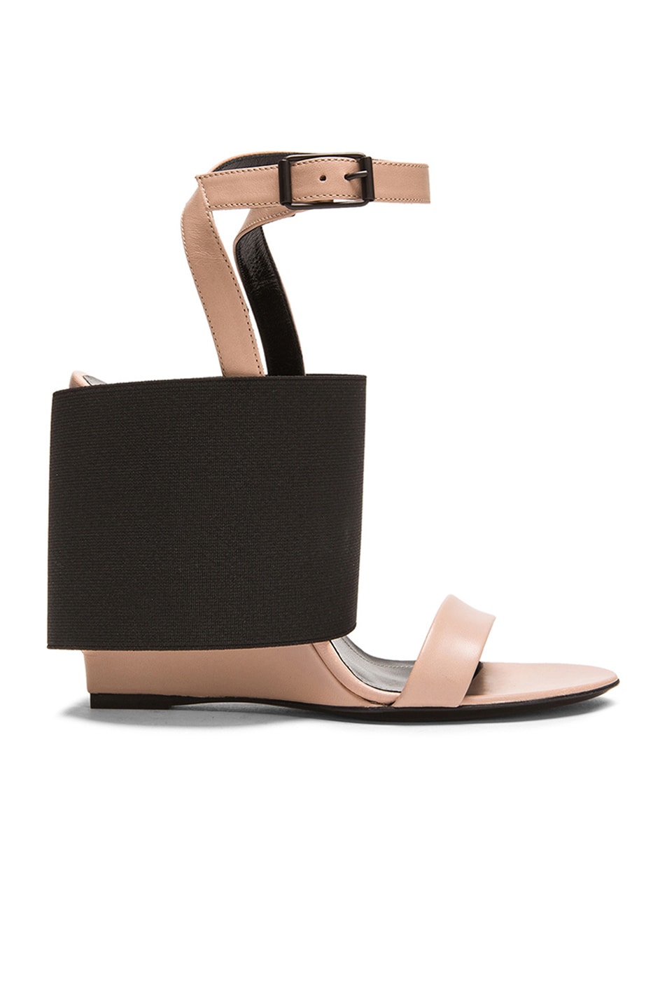 Image 1 of Balenciaga Wedge Leather Sandals in Black & Nude